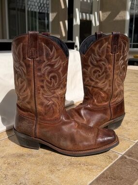 Laredo Size 11.5 D Men’s Brown Embroidered Square Toe Western Cowboy Boots